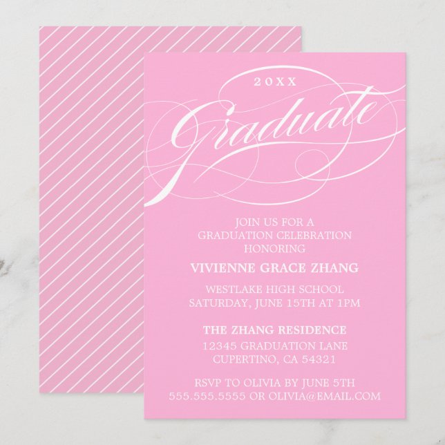 STYLISH ELEGANT SCRIPT GRADUATE PARTY INVITATION (Front/Back)