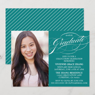 STYLISH ELEGANT SCRIPT GRADUATE PARTY INVITATION