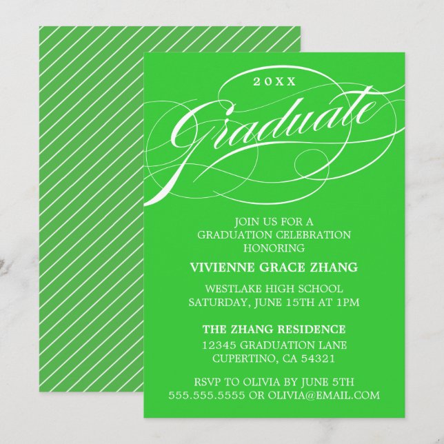 STYLISH ELEGANT SCRIPT GRADUATE PARTY INVITATION (Front/Back)