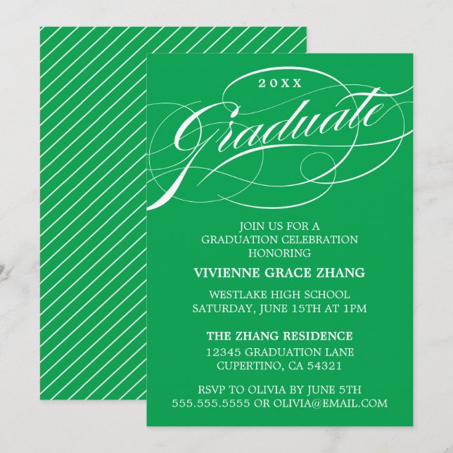 STYLISH ELEGANT SCRIPT GRADUATE PARTY INVITATION (Front/Back)