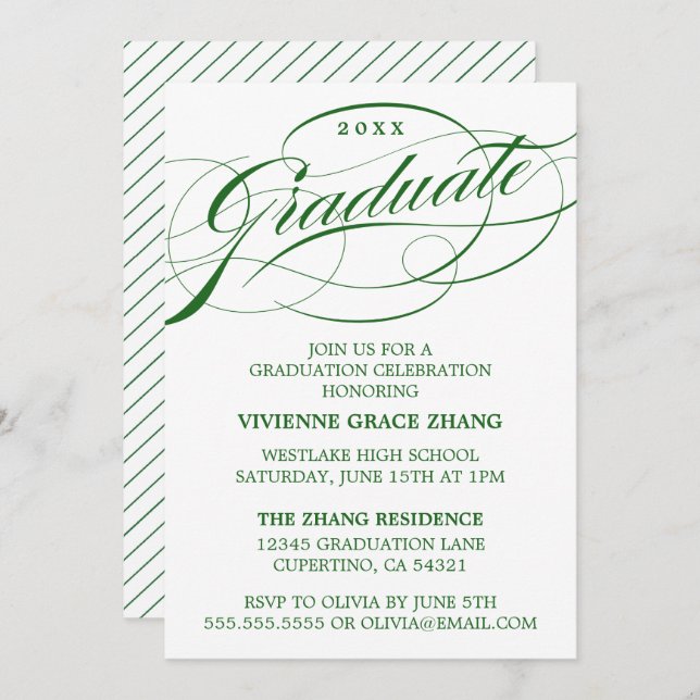 STYLISH ELEGANT SCRIPT GRADUATE PARTY INVITATION (Front/Back)