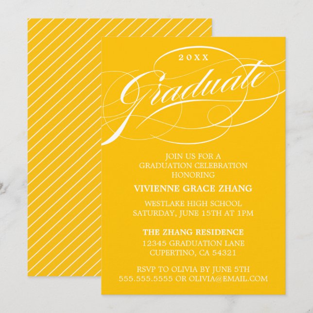 STYLISH ELEGANT SCRIPT GRADUATE PARTY INVITATION (Front/Back)