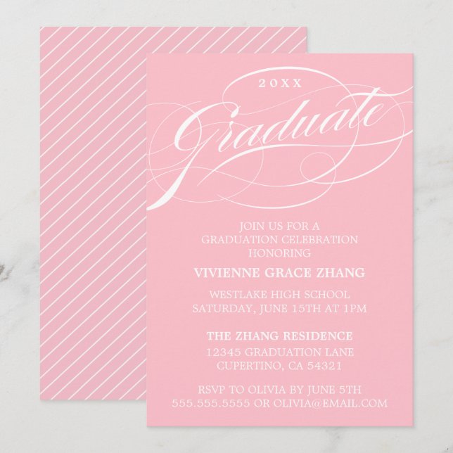 STYLISH ELEGANT SCRIPT GRADUATE PARTY INVITATION (Front/Back)