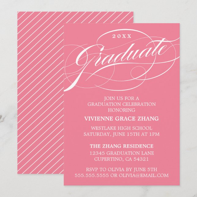 STYLISH ELEGANT SCRIPT GRADUATE PARTY INVITATION (Front/Back)