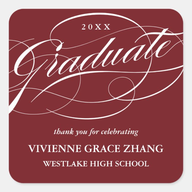 STYLISH ELEGANT SCRIPT GRADUATE THANK YOU STICKER (Front)
