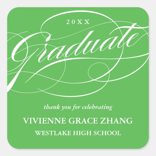 STYLISH ELEGANT SCRIPT GRADUATE THANK YOU STICKER (Front)