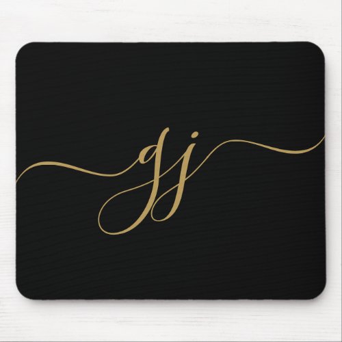 Stylish Elegant Script Initial Gold Monogram Mouse Pad