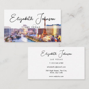 Stylish Elegant Script Las Vegas Skyline Business Card