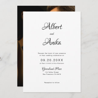 Stylish Elegant Script Photo Wedding Invitation