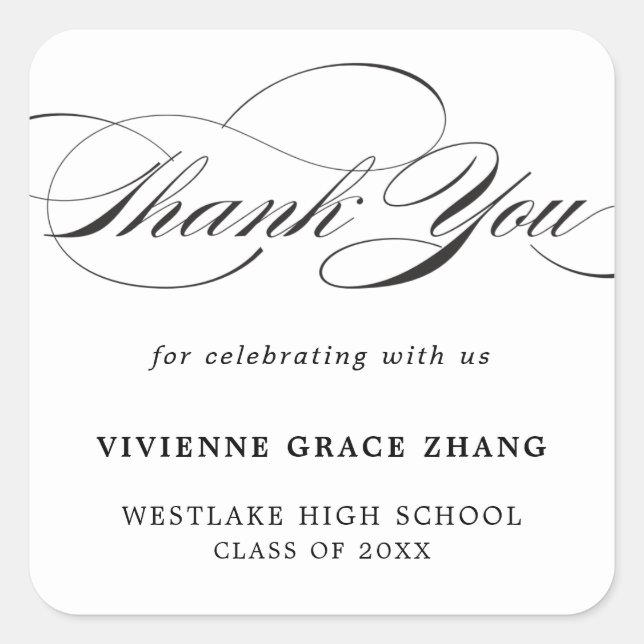 STYLISH ELEGANT SCRIPT THANK YOU STICKER (Front)