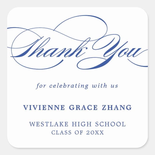 STYLISH ELEGANT SCRIPT THANK YOU STICKER (Front)