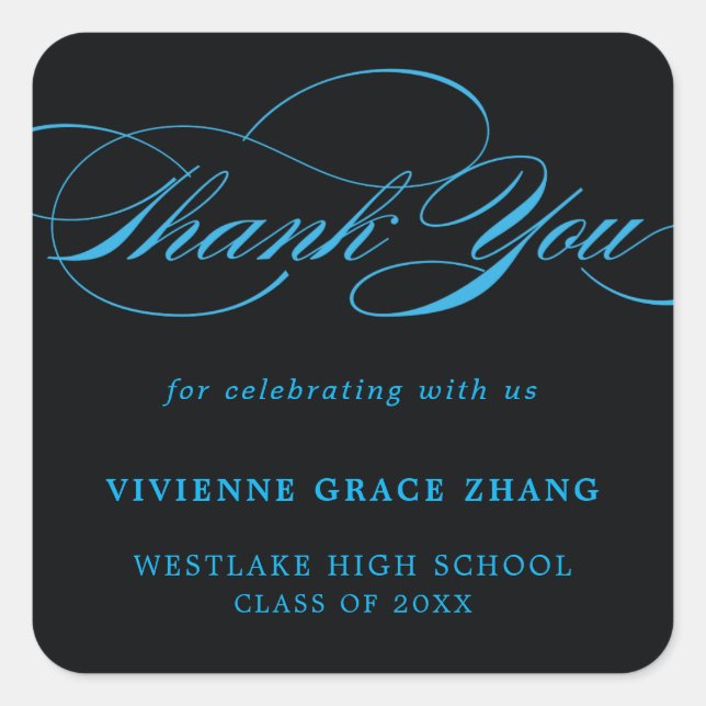 STYLISH ELEGANT SCRIPT THANK YOU STICKER (Front)