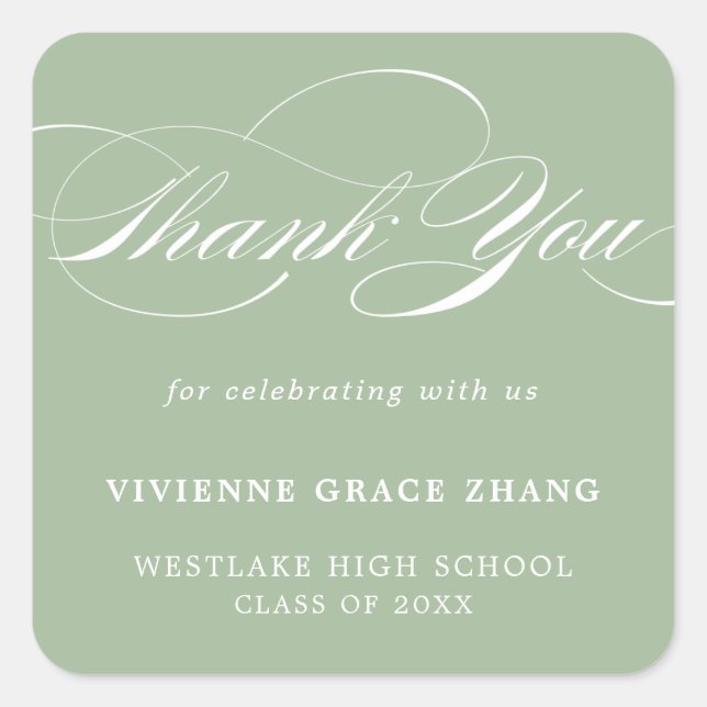 STYLISH ELEGANT SCRIPT THANK YOU STICKER (Front)