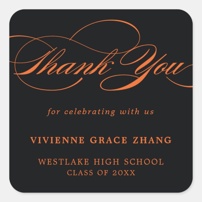 STYLISH ELEGANT SCRIPT THANK YOU STICKER (Front)