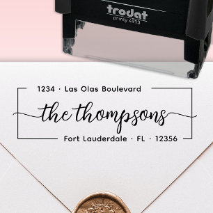 Stylish Elegant Signature Family Return Address Self-inking Stamp