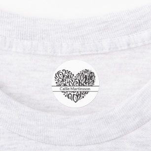 Stylish Elegant Swirly Heart Name Kids' Labels