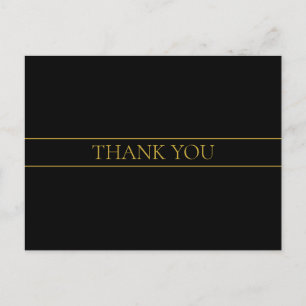 Stylish Elegant Thank You   Gold Text & Stripes Postcard