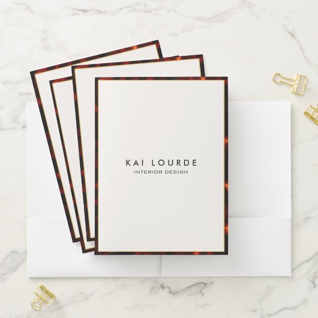 Stylish Elegant Tortoiseshell Border Professional Pocket Folder (In Situ)