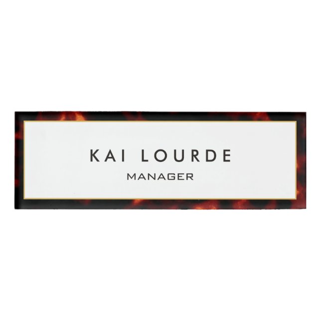 Stylish Elegant Tortoiseshell  Name Tag (Front)