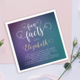 Stylish Elegant Turquoise Gradient Fun Facts Lady  Napkins