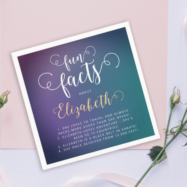Stylish Elegant Turquoise Gradient Fun Facts Lady  Napkins (Creator Uploaded)