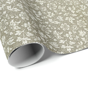 Stylish Elegant Vintage Beige Floral Pattern Wrapping Paper