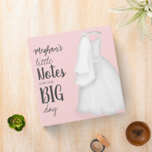 Stylish Elegant Vintage Pink Bride Wedding Dress  3 Ring Binder