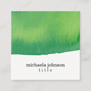 Stylish Elegant Watercolor Green minimal Square Business Card