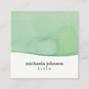 Stylish Elegant Watercolor Green wash minimal Square Business Card