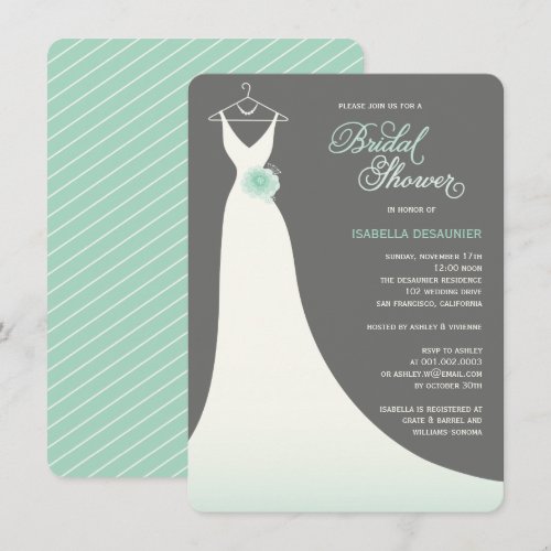 Stylish Elegant Wedding Gown Bridal Shower Invite