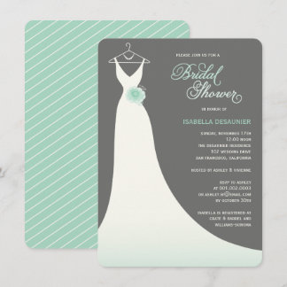 Stylish Elegant Wedding Gown Bridal Shower Invite