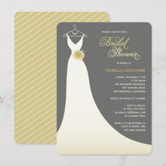 Stylish Elegant Wedding Gown Bridal Shower Invite