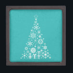 Stylish elegant white and teal Christmas tree Gift Box<br><div class="desc">A stylish and elegant design for Christmas featuring a simple,  elegant Christmas tree in white against a sky blue teal modern light blue background. This cute,  vintage,  understated Christmas design is perfect to show your sense of style this festive season. Perfect for boxing your Christmas gift !</div>