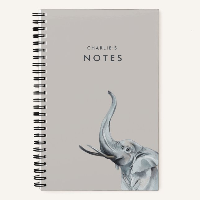 Stylish Elephant Personalized Notebook (Front)