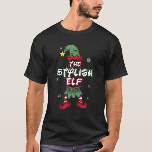 Stylish Elf Christmas Pajamas Pjs Matching Family T_Shirt