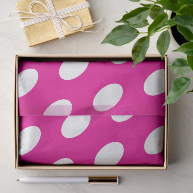 Stylish Elliptical Polka Dots Hot Pink Background Tissue Paper (Gift)