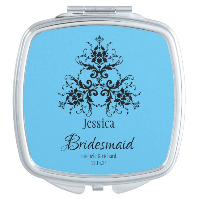 Stylish Emblem Monogram Bridesmaid Compact Mirror (Front)