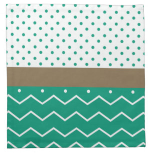 Stylish Emerald Green and White Chevron Polka Dots Napkin