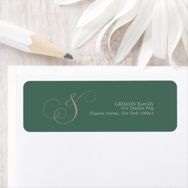 Stylish Emerald Green Wedding Label (Insitu)