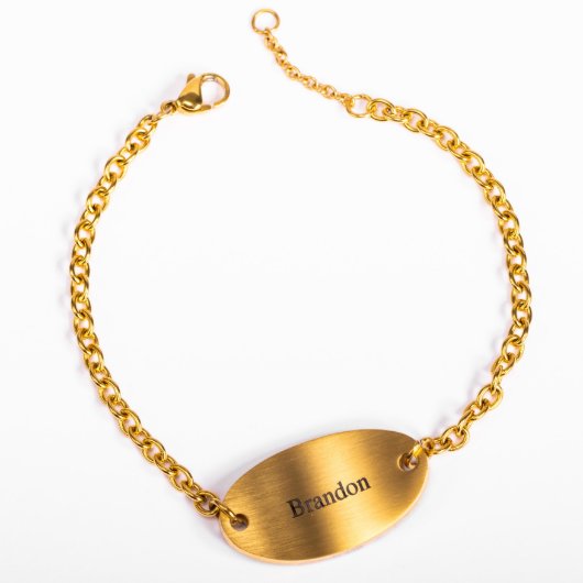 Stylish Engraved Nameplate Gold Bracelet (Front)