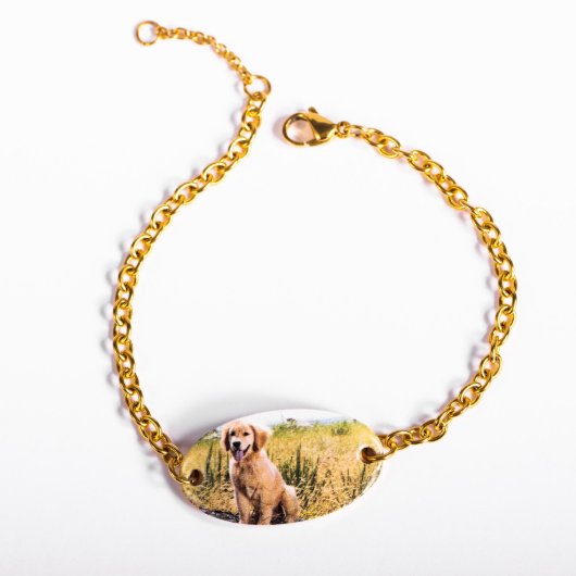 Stylish Engraved Nameplate Gold Bracelet  (Front)