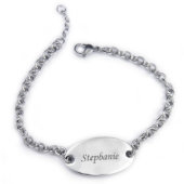 Stylish Engraved Nameplate Silver Bracelet (Front)