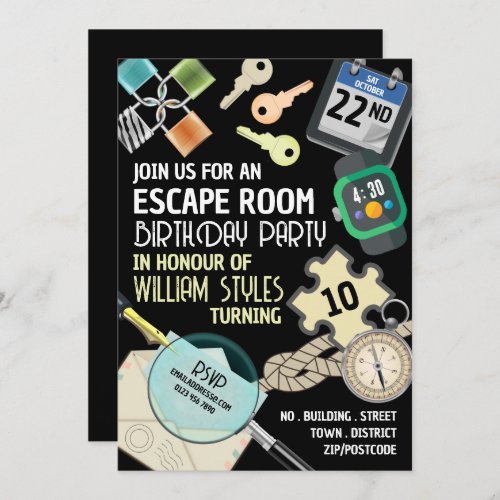 Stylish Escape Room Birthday Party Invitation