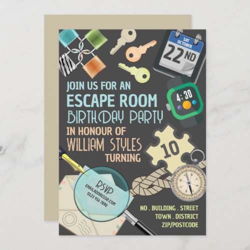 Stylish Escape Room Birthday Party Invitation
