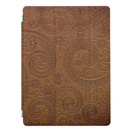 Stylish Etched Brown Paisley Floral Pattern iPad Pro Cover
