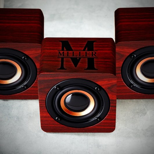 Stylish Etched Cherrywood Bluetooth Speaker (Top)