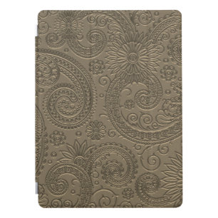 Stylish Etched Gold Paisley Floral Pattern iPad Pro Cover