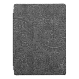 Stylish Etched Gray Paisley Floral Pattern iPad Pro Cover