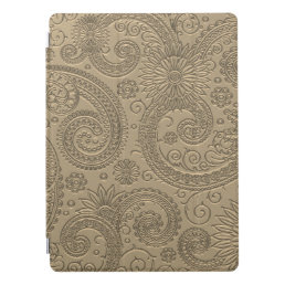 Stylish Etched Modern Gold Paisley Floral Pattern iPad Pro Cover