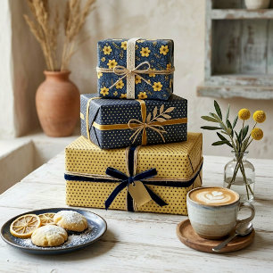 Stylish Ethnic Mediterranean Floral Art Pattern Wrapping Paper Sheets
